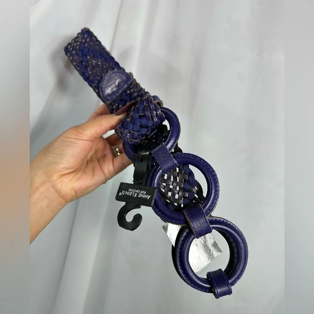 NWT anne klein II purple braided leather belt size L